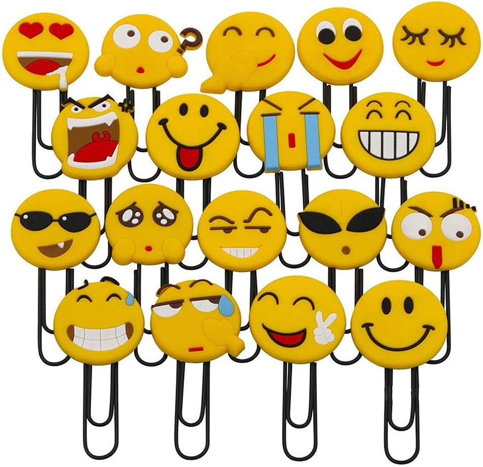 Cute Smile Bookmarks, Funny Paperclip Bookmark, Novelty Emoticon Book Marker for Kids, Girls, Boys, School Student (Random 10PCS)