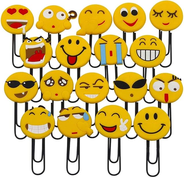 Cute Smiley Bookmarks, Funny Paperclip Bookmark, Novelty Emoticon Book Marker for Kids, Girls, Boys, School Student (Random 20PCS)
