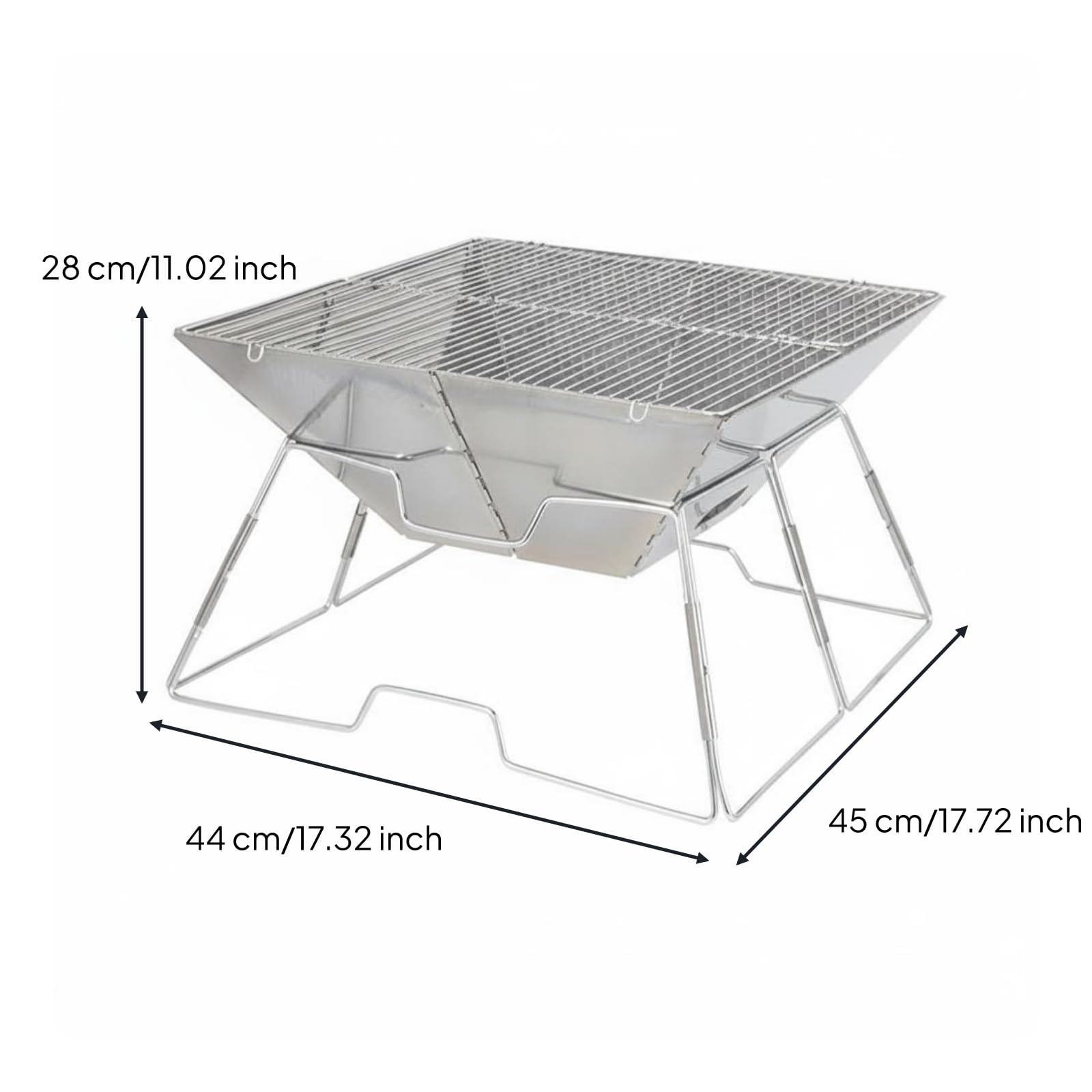 Colcolo Barbecue da Esterno Griglia Barbecue Barbecue a Carbone Griglia Pieghevole Attrezzatura da Cucina All’aperto in Acciaio Inox Superficie di Cottura