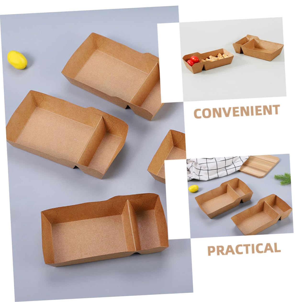 Boîtes à Goûter en Papier Kraft Marron 100 Pièces 520 Ml