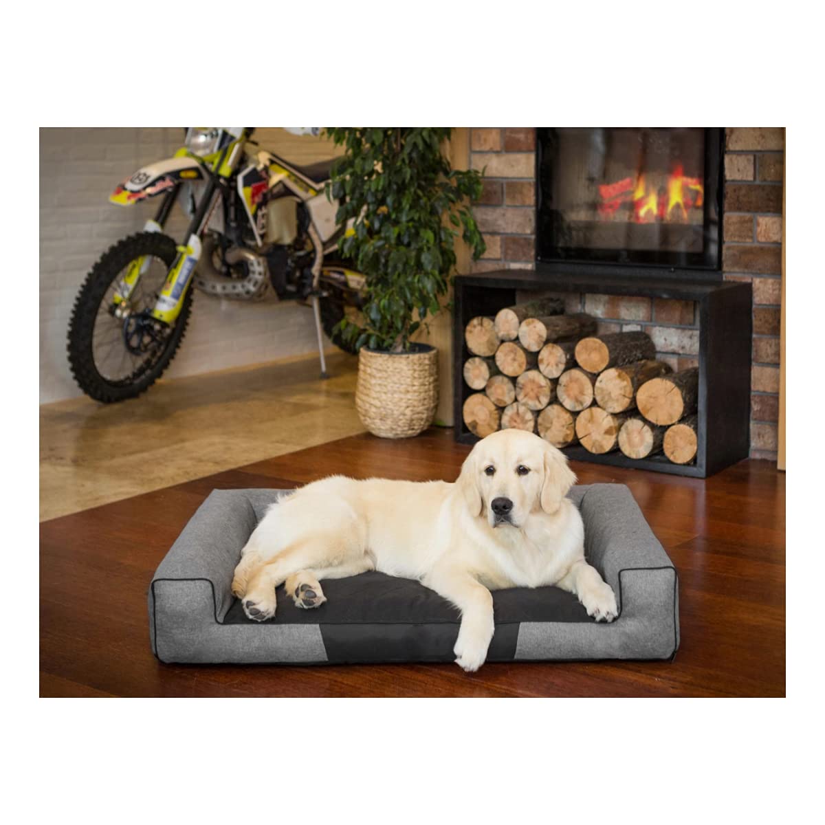 Victoria ÖKOLEINEN Hundematratze, Hundebett für Kleine, Mittlere, Große Hunde - Robustes, wasserdichtes Hundekissen, Outdoor & waschbar Hundematte - 80x55x17cm Dunkelgrau