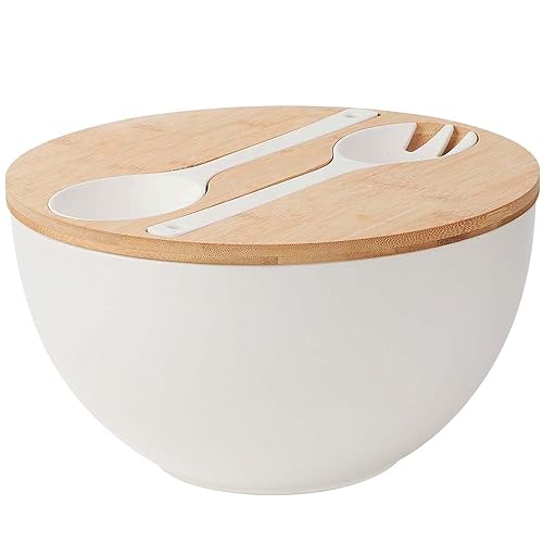 11.3" Extra Large Salad Serving Bowl Set with Wooden Lid&Utensils,
