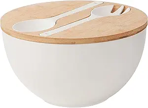 11.3" Extra Large Salad Serving Bowl Set with Wooden Lid&Utensils
