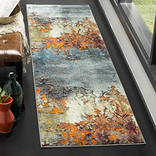 Safavieh Glacier Collection 2'3" X 8' Blue/Multi Gla125B Modern Abstract Non-Shedding Living Room Entryway Foyer Hallway Bedroom Runner Rug #TOP16