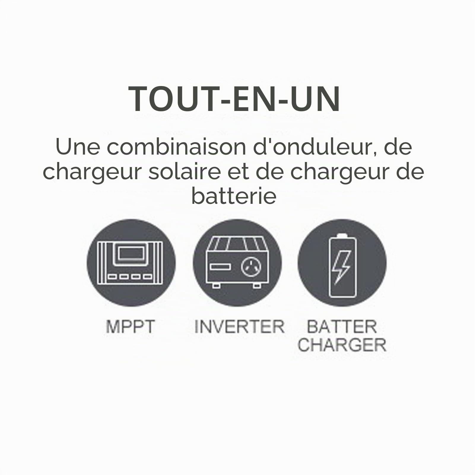 Onduleur Hybride Solaire Hors RéSeau Onduleur à Onde SinusoïDale Pure 4200W 140A ContrôLeur Solaire MPPT