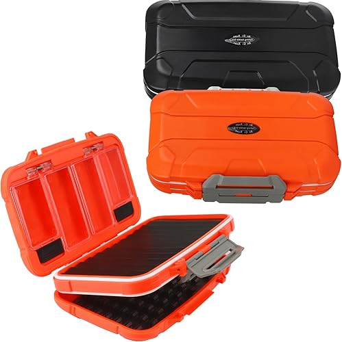 Dovesun Cajas de pesca con mosca, caja pequeña de aparejos de mano, caja de mosca de mano de cuatro lados, caja de señuelos de pesca impermeable de