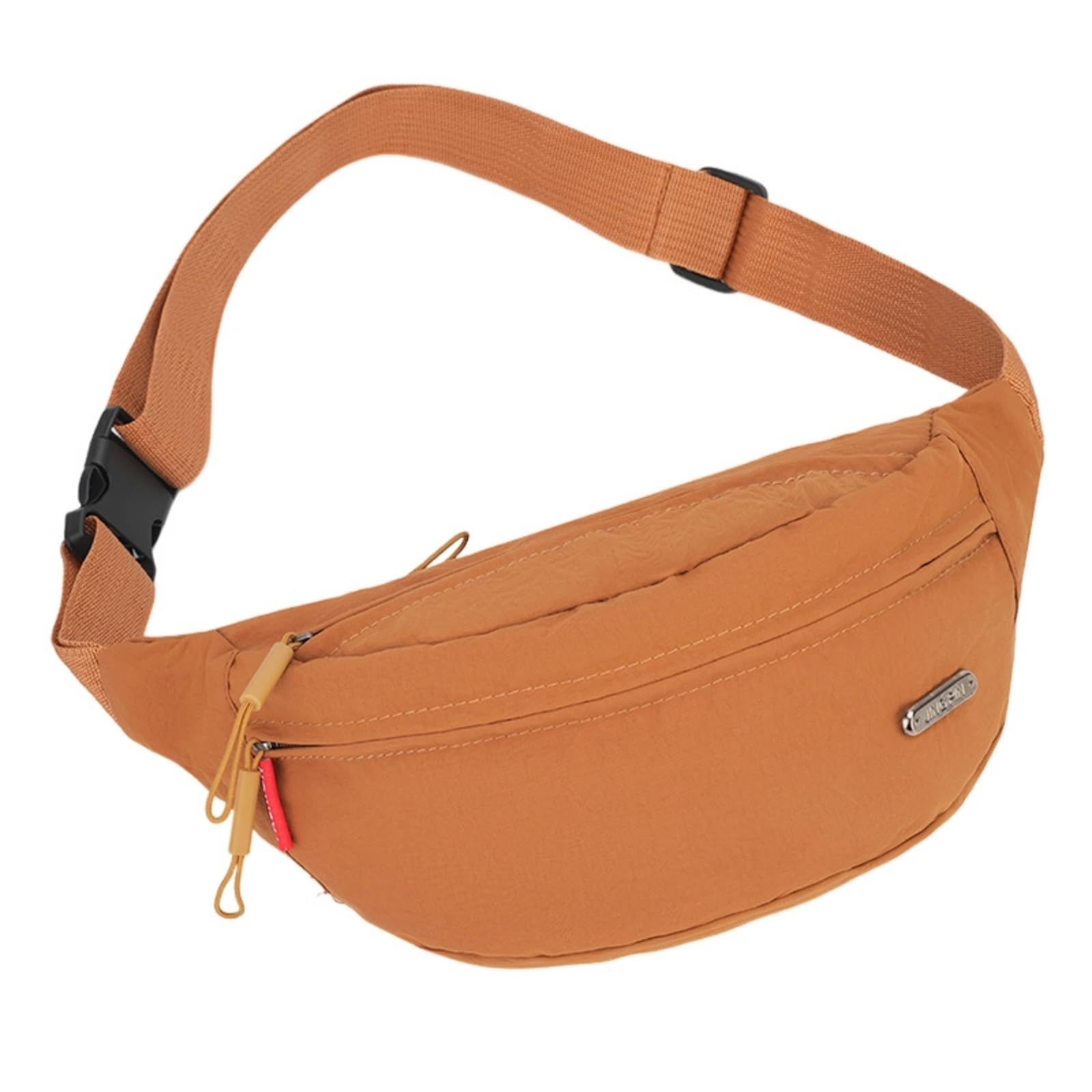 Hixingo Bum Bag for Men Women Waterproof, Bumbag Large with Zipper Lightweight Waist Pack with Adjustable Belt for Sports Running Hiking Walking Travel (Brown,34x20x10cm)