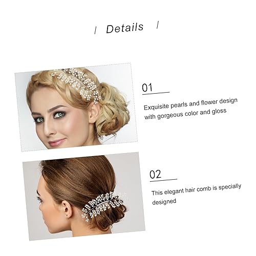 Miniatura 2 de FRCOLOR Tocado de novia para boda, accesorios para el cabello blanco, accesorios para el cabello de perlas, accesorios para el cabello de boda,