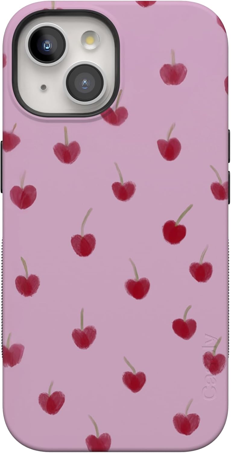 Casely iPhone 15 Plus Case | Very Cherry | Painted Cherries | Bold Protective Design | MagSafe Compatible Design