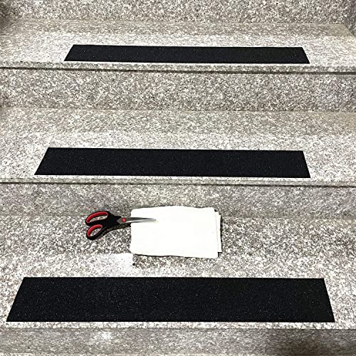 Image of Kimee 4 inch Heavy Duty Anti Slip Tape For Stairs Outdoor /Indoor Waterproof Grip Tape Safety Non Skid Roll For Stair Steps Traction Tread Staircases Non Slip Strips, Black