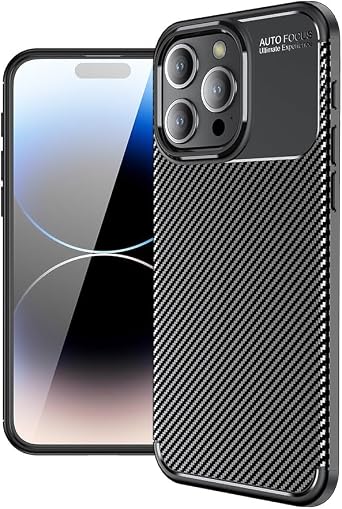 حالة متوافقة مع Apple iPhone 15 Pro Max Case غطاء تصميم ألياف الكربون غطاء امتصاص الصدمات المضادة للخدش مصمم لـ Apple iPhone 15 Pro Max Case 2023 Carbon Black
