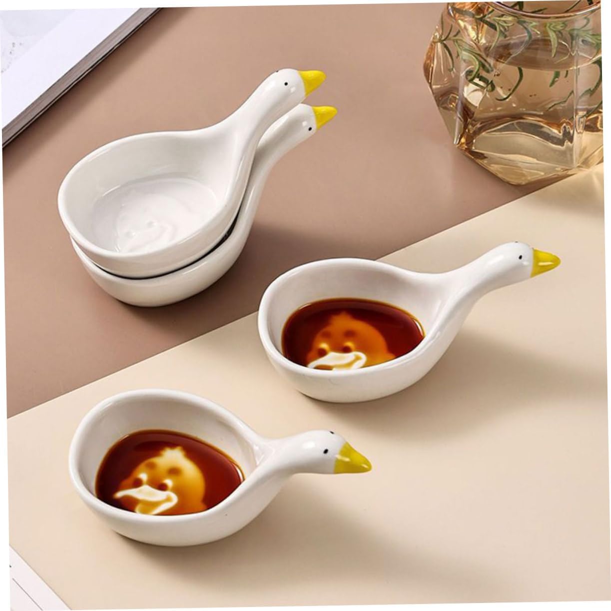 MAGICLULU 2pcs Ceramic Dip Bowls Small Dipping Sauce Plates Porcelain Condiment Dishes for Home Restaurant Bbq Sushi Party Use Easy to Clean Cartoon Design Compact and Portable