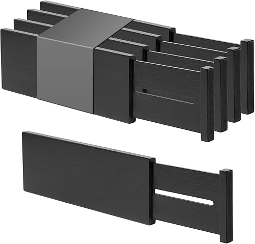 Utoplike - Separadores de cajones para cómoda de bambú, organizadores de cajones ajustables de 4 pulgadas de alto para ropa, de resorte, ideales