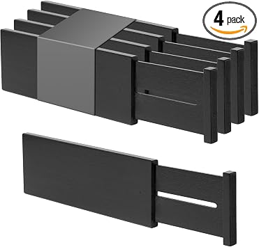 Utoplike Dresser Drawer Dividers, 4" High Black Drawer Organizers Clothes