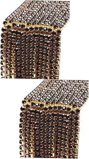 Operitacx 2piezas Cadena De De Rhinestone Para Manualidades y Joyería De Base Dorada Negro Para Vestidos Accesorios