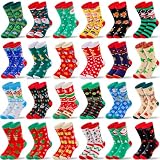 MGparty 24 Pairs Christmas Socks for Women Holiday Crew Socks Bulk Funny Novelty Winter Xmas Gift Socks for Adults Stocking Stuffers