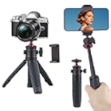 Mini Tripod Selfie Stick 3-in-1 Extension Pole with Phone Clamp - Aluminum Vlogging Stand for Smartphone Action Camera Webcam 1/4” Thread