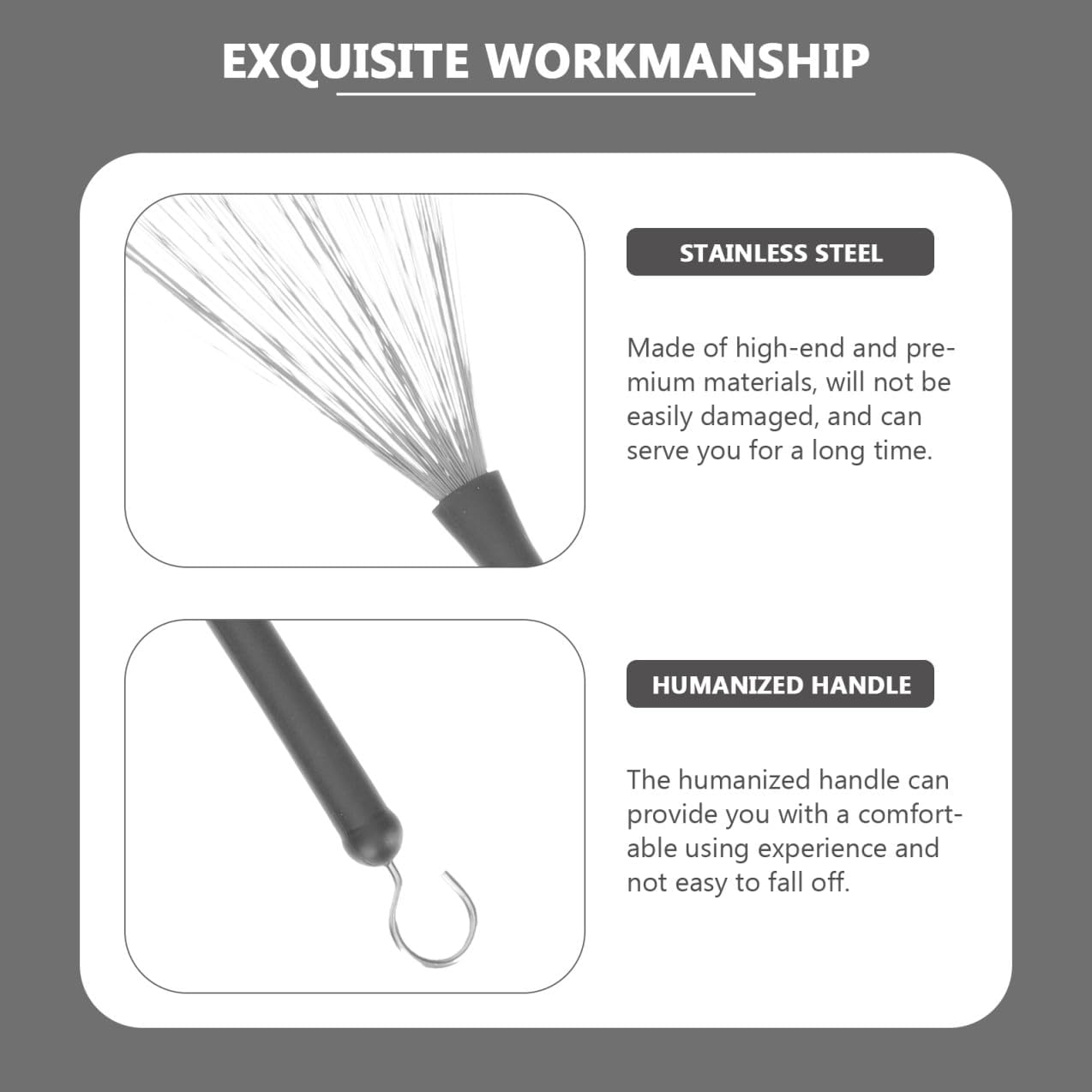 Toddmomy 1 Set Percussion Brush Jazz Drum Key Wire Snare Drum Stick Brush with Bag Percussion for Drums Instrument Accessories Drum Brush for Drums Metal Drum Brush Black Stainless Steel