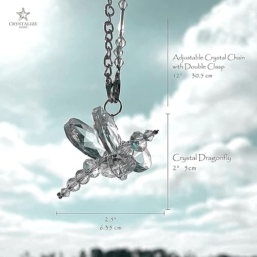 Miniatura 6 de Regalo de libélula de cristal, figuras de cristal, dije de automóvil, fabricante de arco iris, amuleto de libélula - Atrapasoles de prisma para