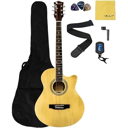 Amazon.com: Vault EA-20 Paquete de guitarra acústica recortada de tamaño  completo con bolsa de concierto, afinador digital con clip, púas, correa y  enrollador de cuerdas, natural : Instrumentos Musicales