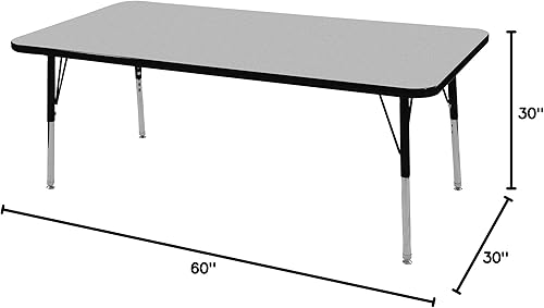 Miniatura 6 de Norwood Commercial Furniture - Mesa rectangular de actividades de altura ajustable, GrisNegro