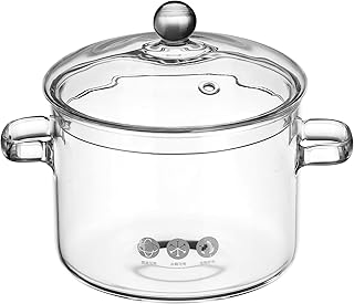 Glass Saucepan - Borosilicate Glass Soup Pot Clear Pasta Instant Noodle Pot Pan Stew Cooker Food Hot Pot with Lid 1900ml