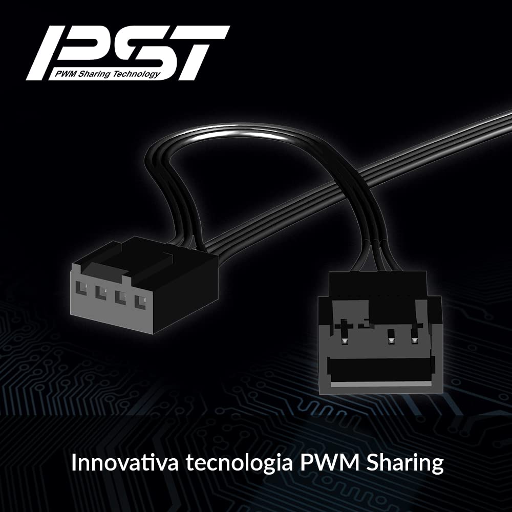 Diagram showing the PWM Sharing Technology (PST) cable connection for daisy-chaining ARCTIC fans.