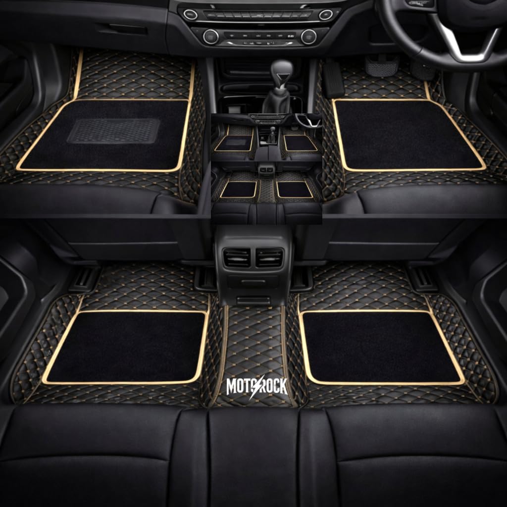 7D Car Floor Mat for Maruti Suzuki XL6 | Black and Beige