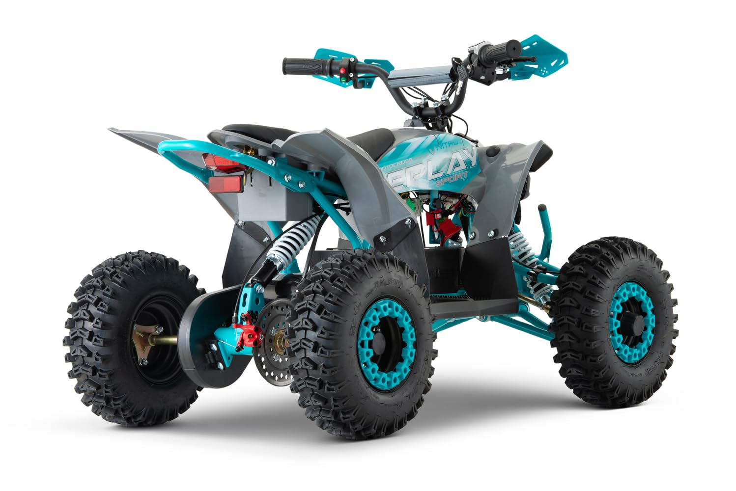 Replay 1200W 48V Elektro Kinderquad 6 Zoll Snowy Tire XL LED Drossel Hupe Handprotektoren (Orange)