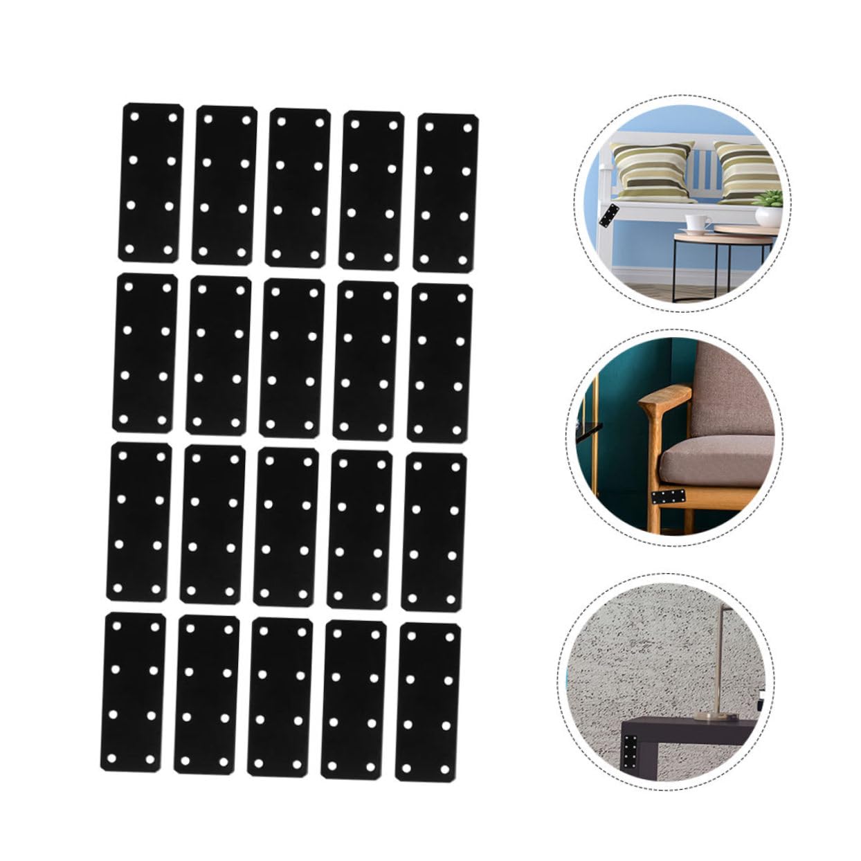 DECOMELODY 20pcs Iron Flat Brace Straight Corner Brace Plates Joining Plate Connector Strong Metal Flat Brace for Home and Industrial Projects