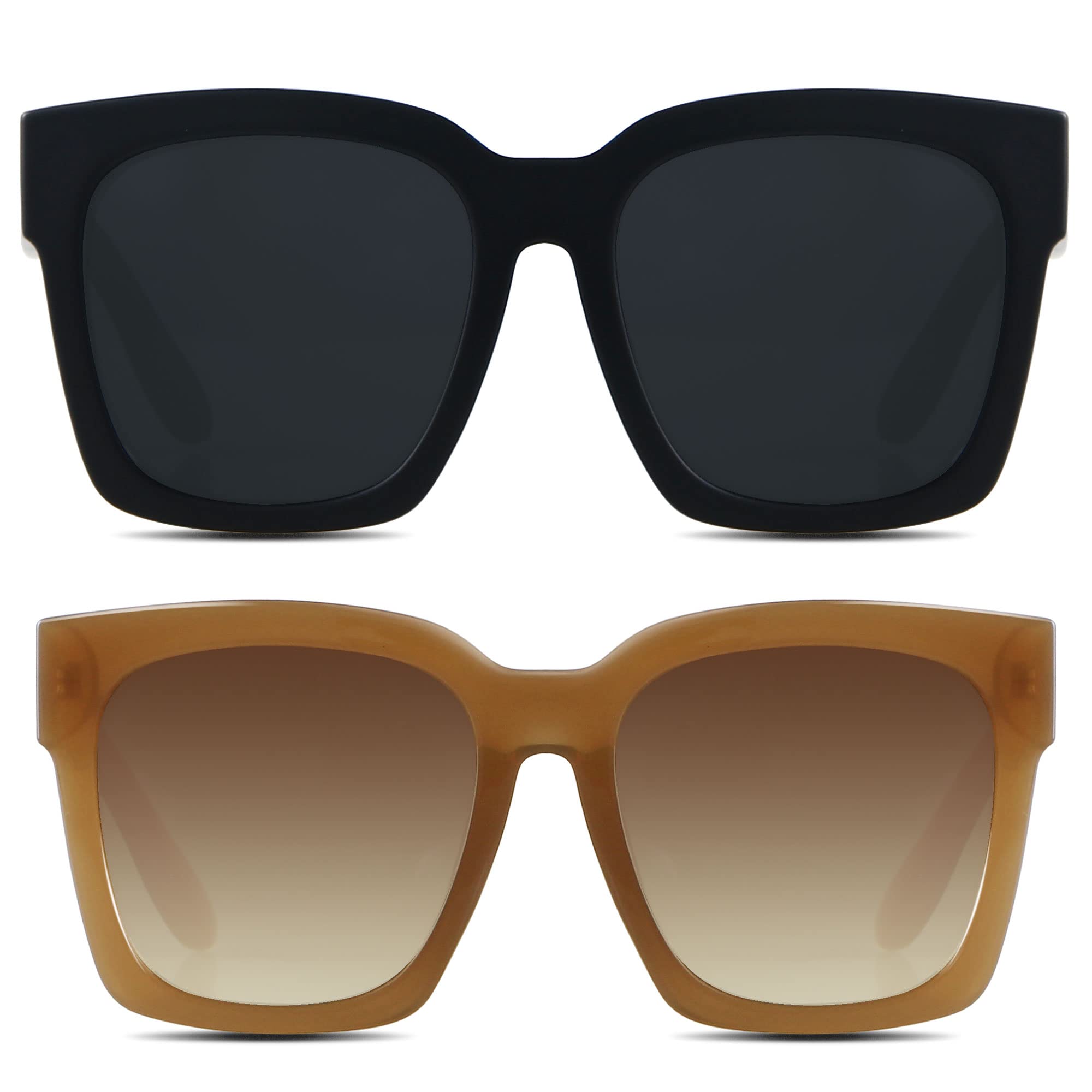ANDWOOD Oversized Sunglasses for Women Big Large Square Wide Frame Shades Retro Trendy Fashion UV Protection