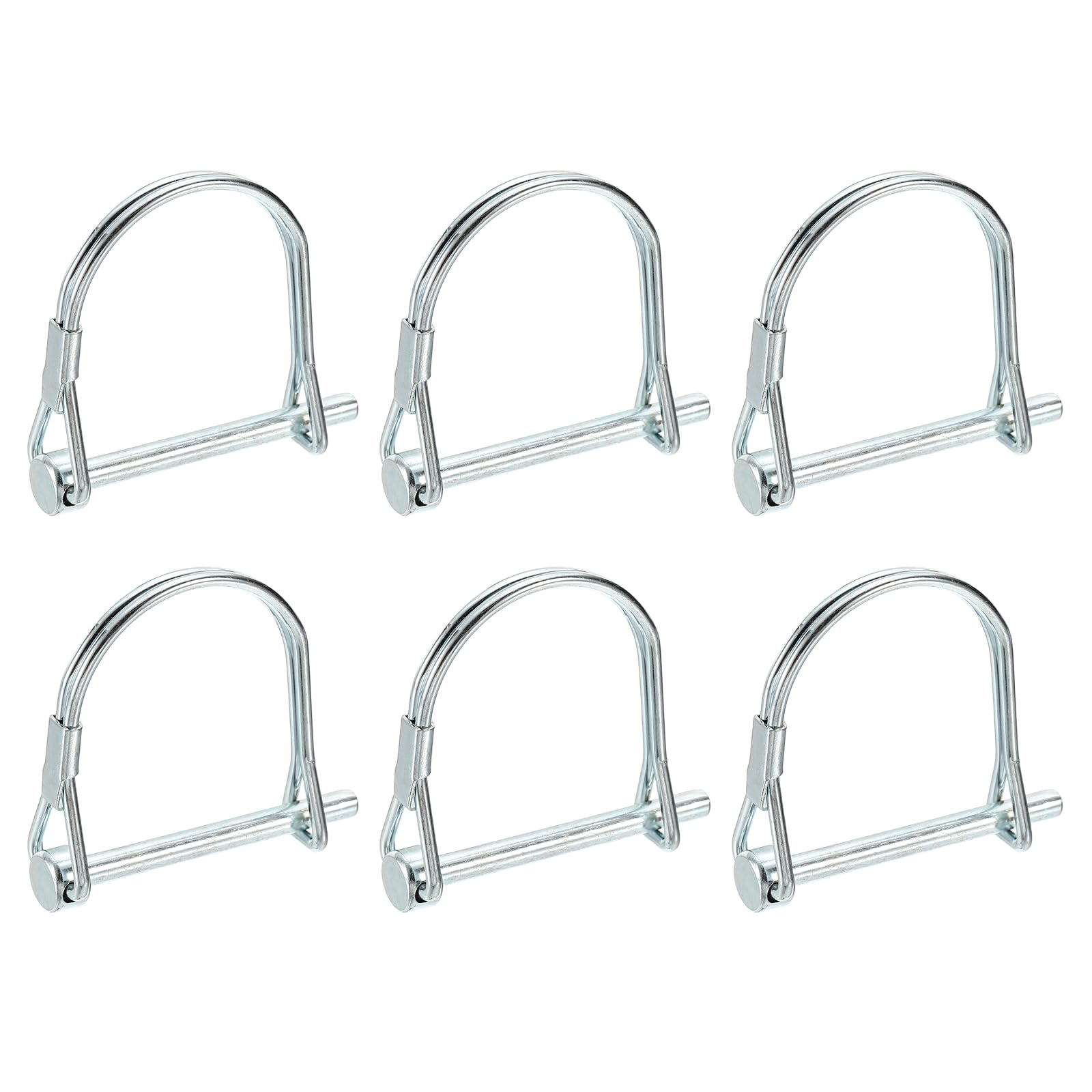 PATIKIL 6 Pcs Trailer Coupler Pins, 11/64" x 1.8" (4.5mm x 45mm) Safety Wire Lock Hitch Pin Arch Shaft Spring Locking Clip Half Round for Farm Trailers Lawn Garden Wagons, Silver