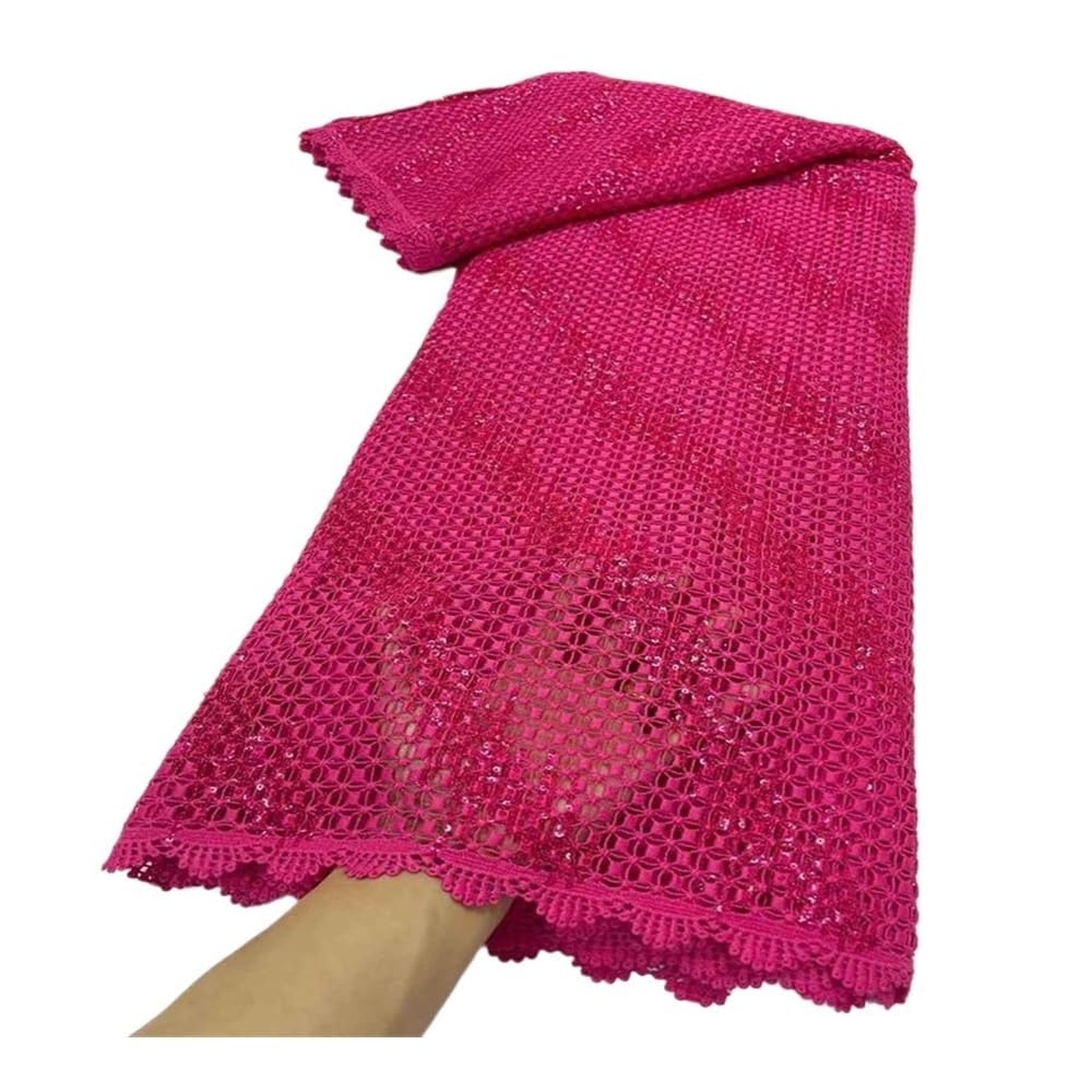 Tessuto in tulle e pizzo per cucito, paillettes di cotone, abito da sposa africano, nigeriano, abito ricamato, 4,6 m (B)