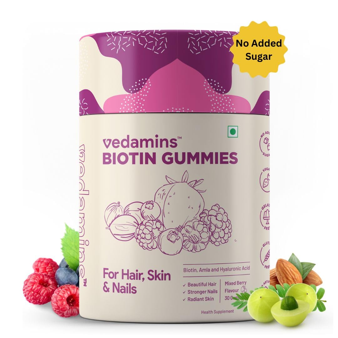 Vedamins Biotin Gummies for Hair, Skin & Nails I No Added Sugar I Hair gummies for Women & Men I Biotin supplements for Hair Growth, Reduced Hairfall, Glowing Skin, & Stronger Nails I 30 Gummies Pack (B0B8W3Z2NW) Amazon Price History, Amazon Price Tracker