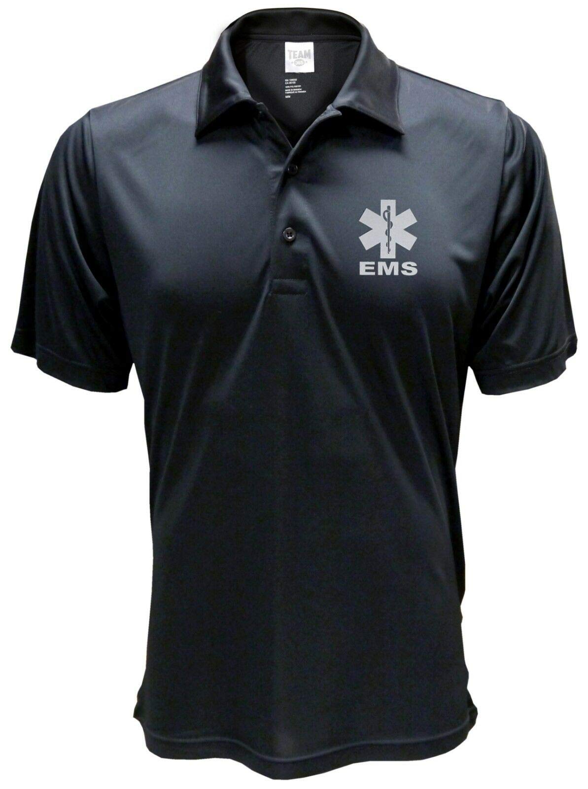 EMS Polo Reflective Design, Performance Polo w/Moisture Wicking Technology Black