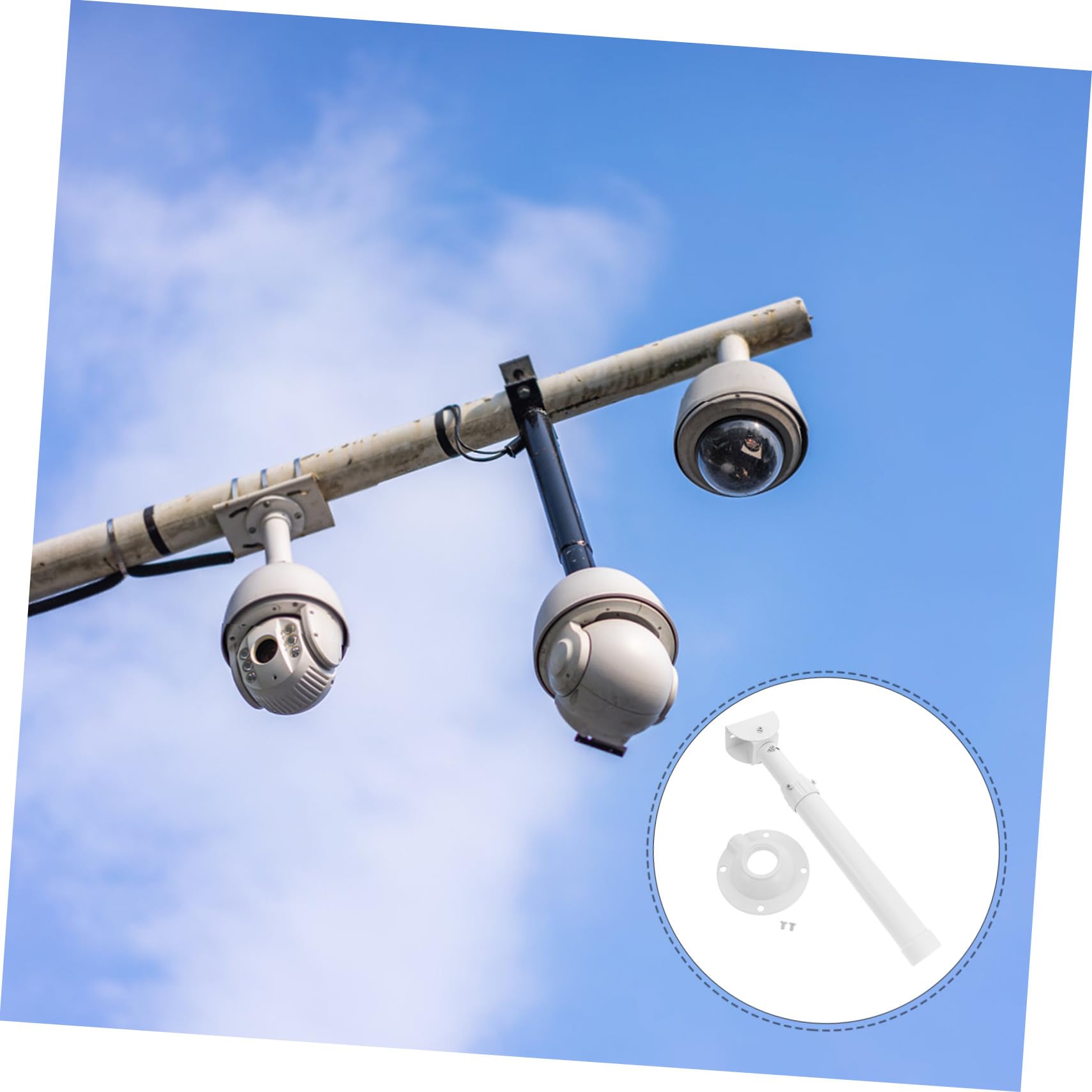 Soporte de Montaje para Cámara de Seguridad y Exterior, Bastidor Ajustable de Aleación de Aluminio (30-60 Cm), Compatible Cctv, Rotación 360°, Adecuado para Interior y Exterior,