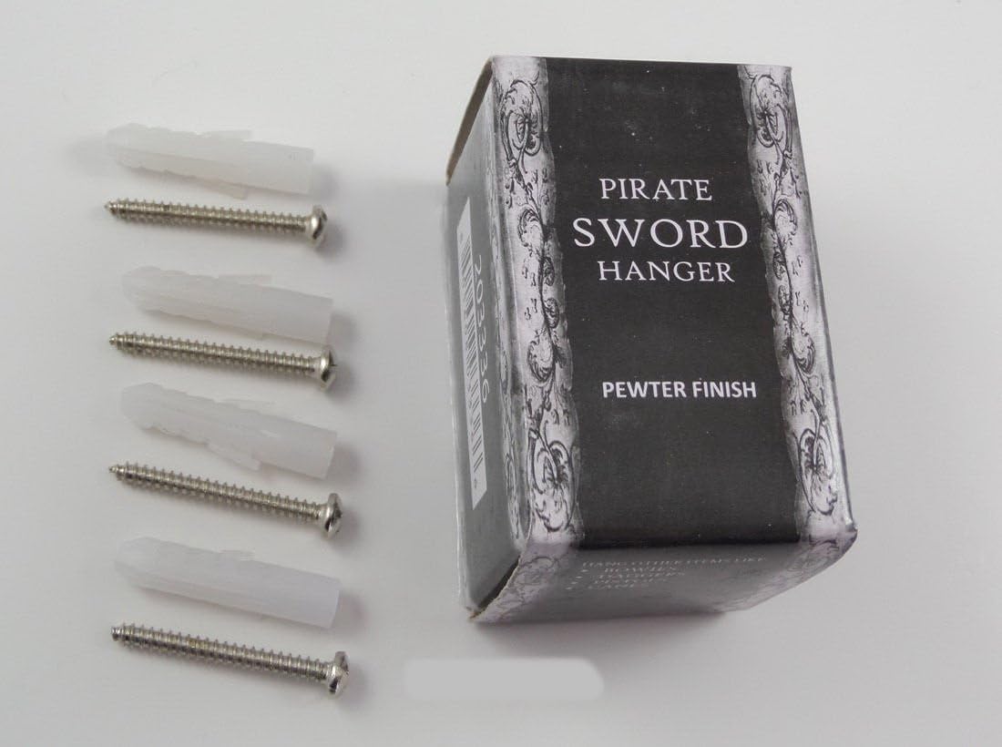 2 Pc Pirate Sword Hanger Jolly Roger Hook Cutlass Gun Pistol Wall Mount Display