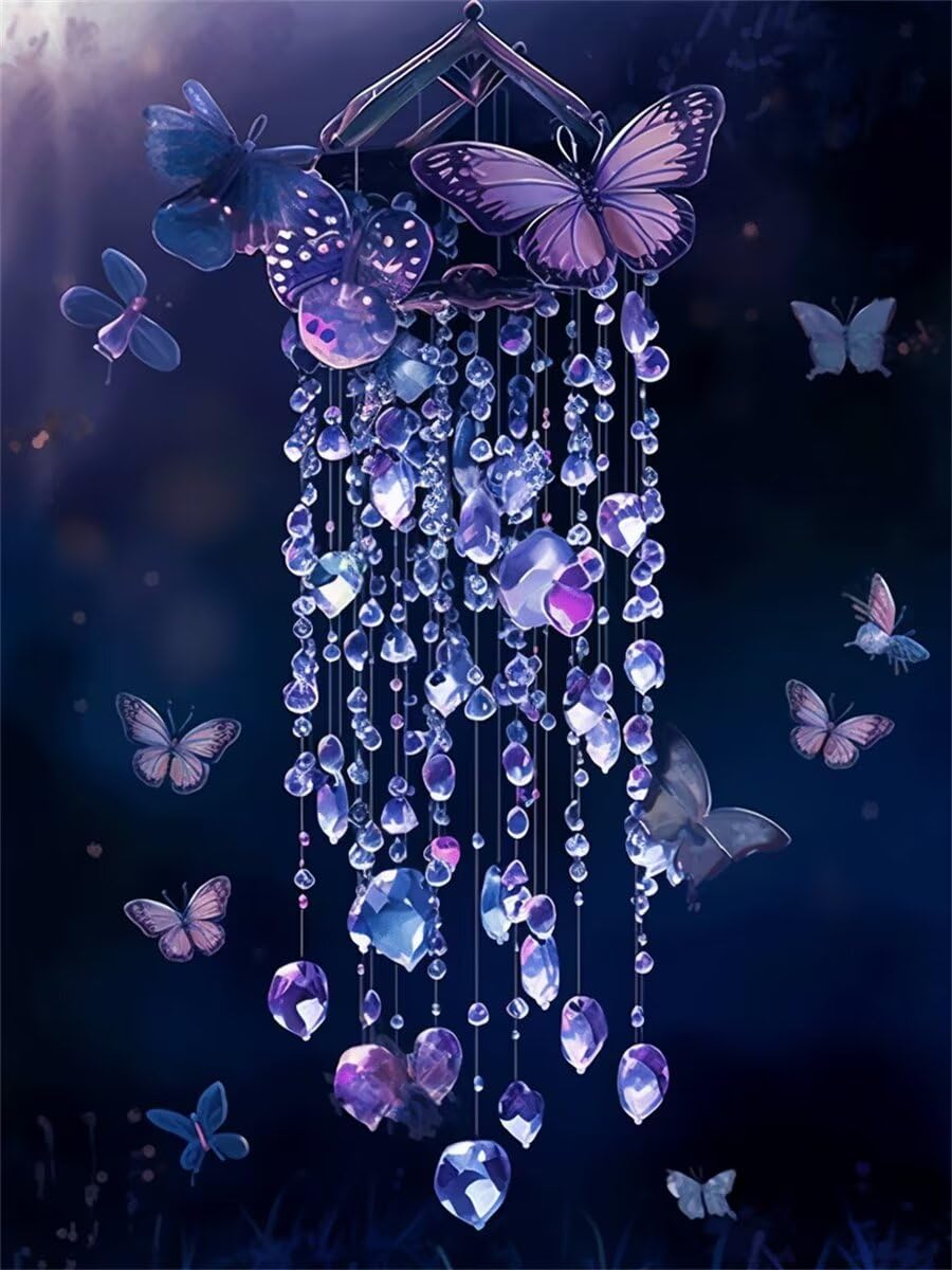 Broderie diamant cheval violet grand format 70x80cm avec strass ronds pour décoration murale