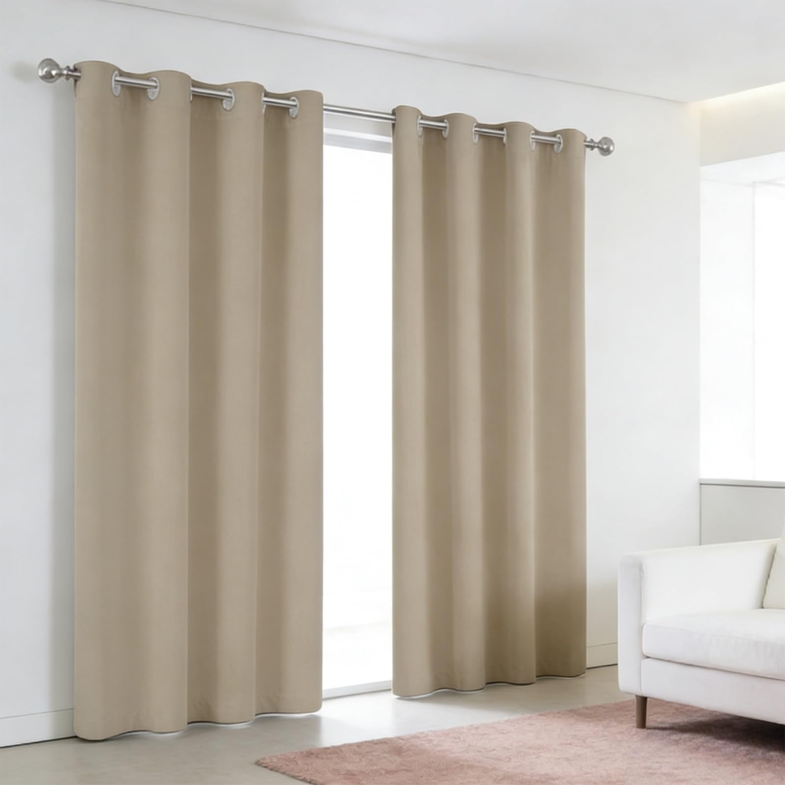 Rideau opaque beige 80x170 cm thermique et isolant pour vitrage de balcon