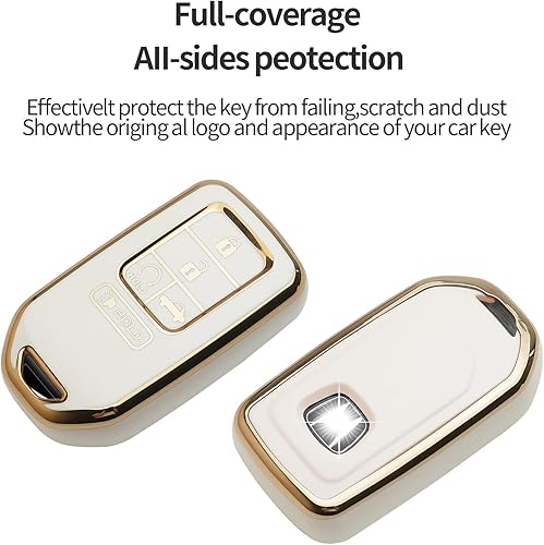 Miniatura 9 de Bqepe Funda para llavero Honda, compatible con llave remota inteligente, Honda Accord Civic CRV Pilot Odyssey Passport, funda inteligente (negro)