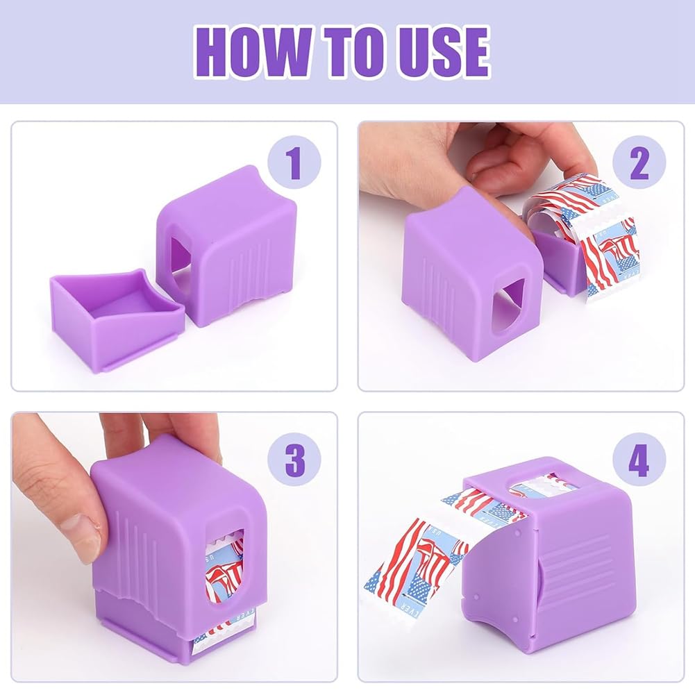 Lot de 3 distributeurs de timbres pour timbres - Rouleau de 100 - 3 couleurs de support pour timbres