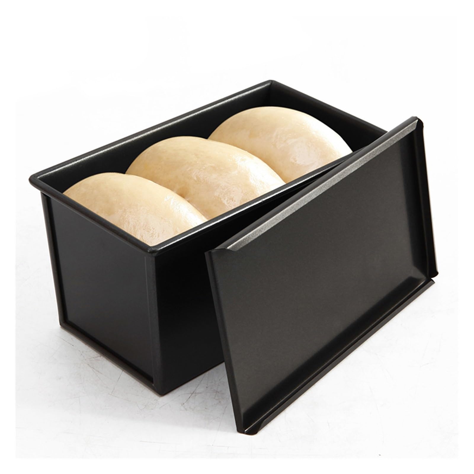 Pull Man Molde for Pan con Tapa, Caja for Pan Tostado, Acero al Carbono, Antiadherente, Molde for Tostadas for Hornear, Capacidad de Masa de 1 Libra, for Hornear Pan