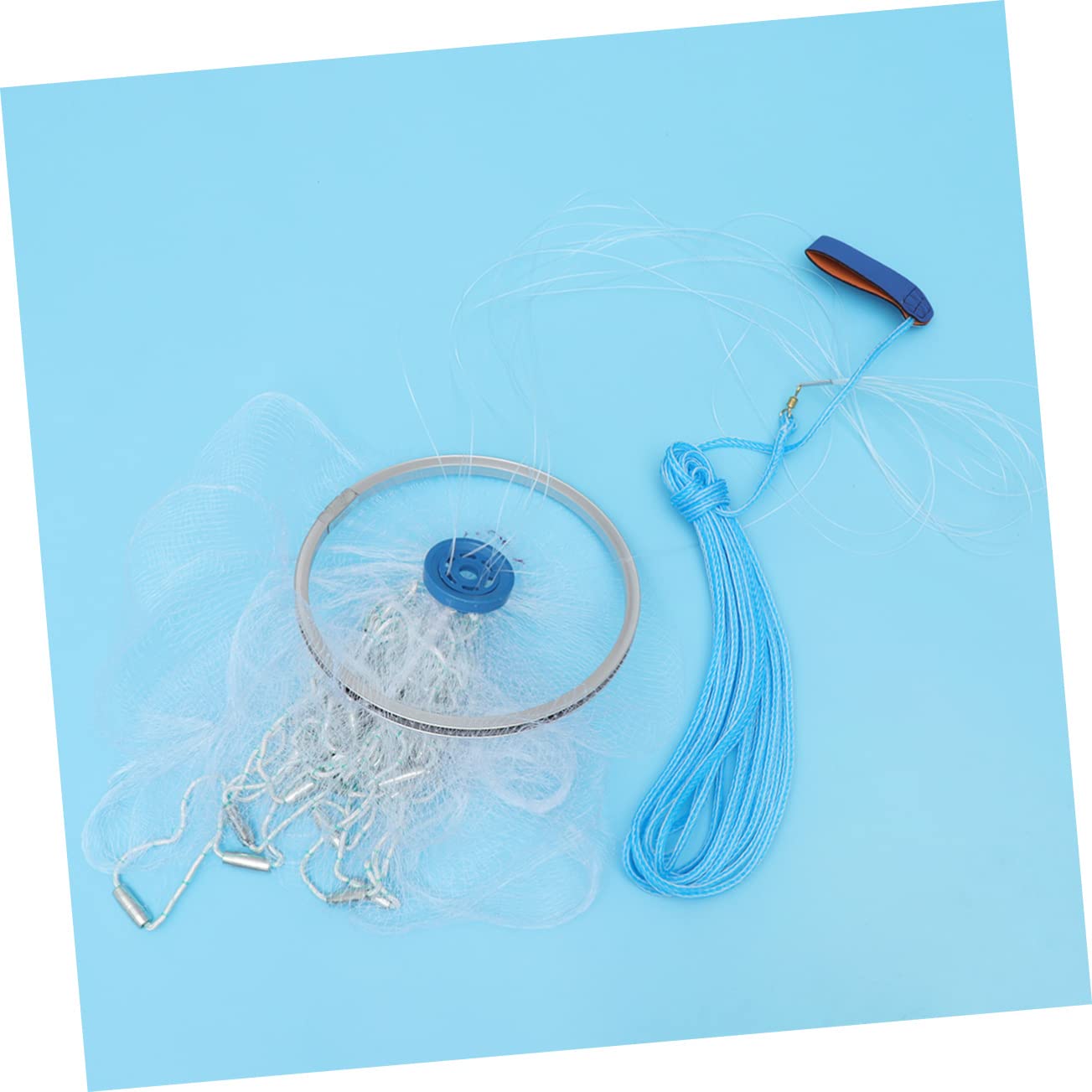 BESPORTBLE guadino da pesca portatile fishing net rete trappola a maglie lancio pieghevole dell'esca Blue