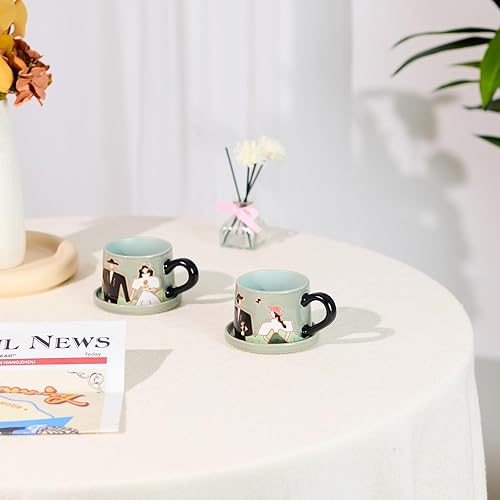 Miniatura 3 de Taza de café, tazas de café estéticas hechas a mano, regalos geniales para los amantes del café, taza de té de café para la oficina y el hogar,