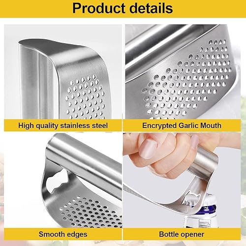Miniatura 4 de Prensador de ajo de acero inoxidable, 2026 nuevo molinillo de ajo de acero inoxidable resistente, picadora de ajo para herramientas de cocina de ajo