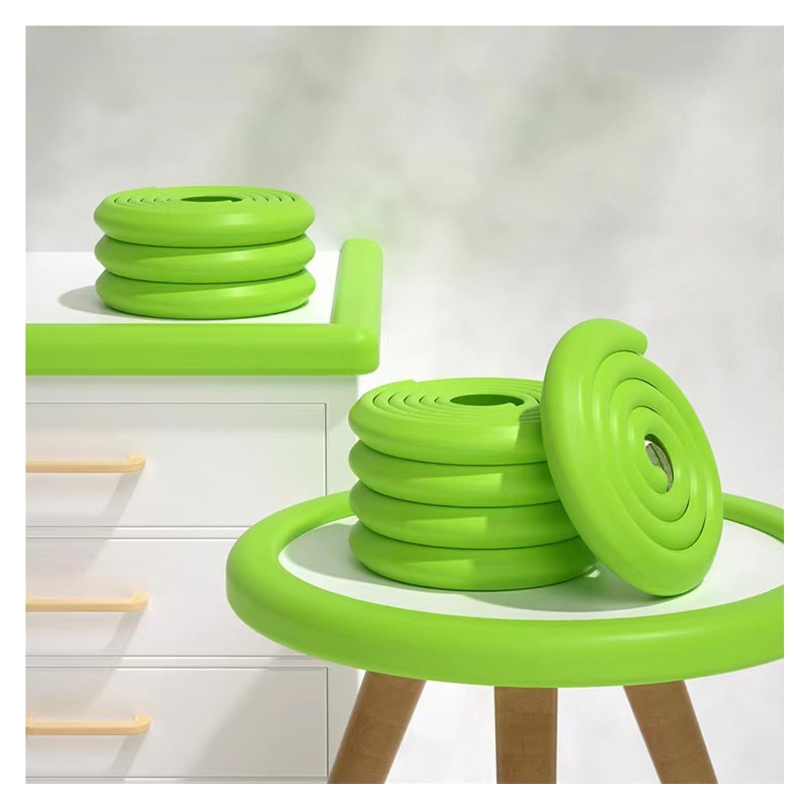 Protections d'angle de Bord, Rembourrage de Protection d'angle de Bord de Meuble, Table Basse, Bureau, Cuisine, Coins Pointus, Pare-Chocs de sécurité DIY (Greena 2 m)
