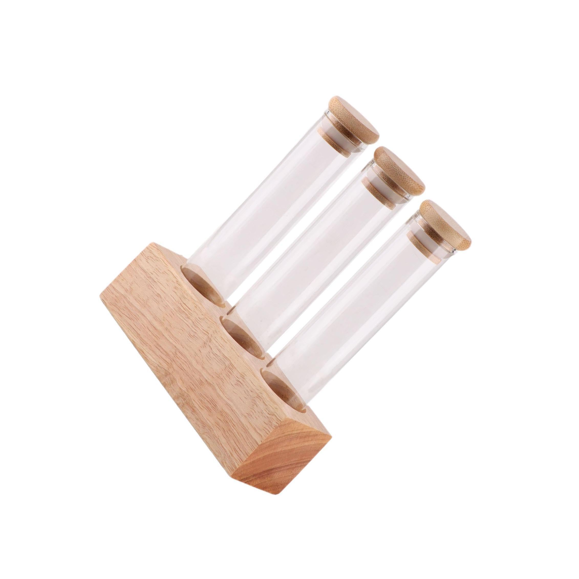 Zambuph Coffee Bean Storage Tubes With Wooden Stand Organize, 3 Hole
