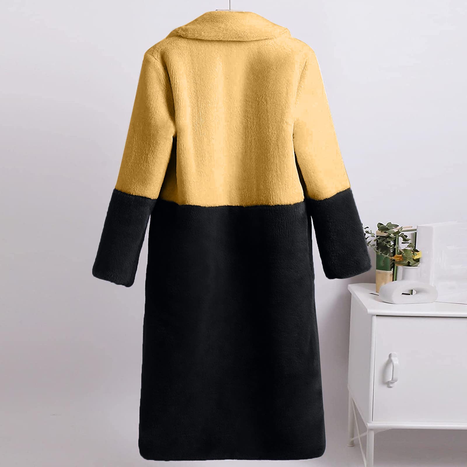 Manteau en fourrure synthétique pour femme - Élégant - Couleur unie - Manteau d'hiver moelleux - Veste d'hiver longue en fourrure synthétique - Veste de transition - Grandes tailles - Veste en