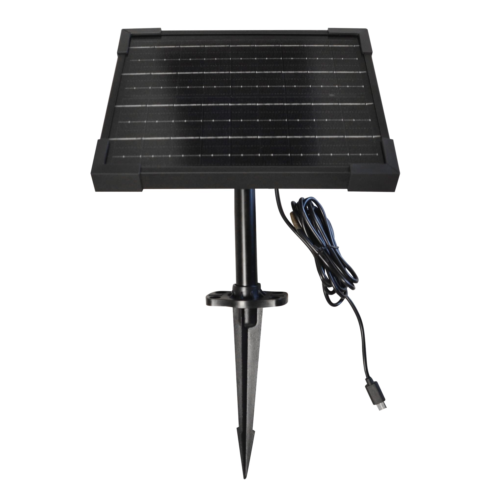 Jardibric - Panneau Solaire USB C avec Câble 2 m - Fixation Murale et Piquet - Chargeur Solaire Extérieur