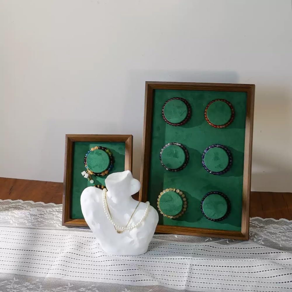 Stojak na biżuterię Velvet Jewelry Display Stand Wooden Framed Holder